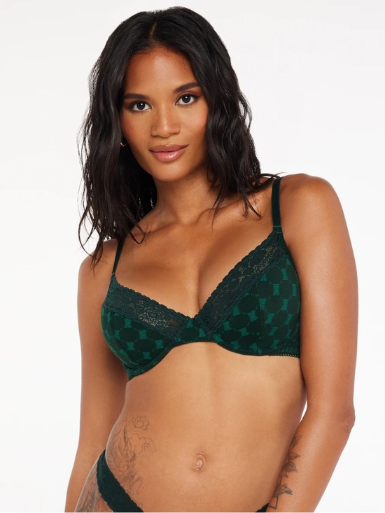 Savage X Fenty Other - NWT Savage X Fenty Cotton Essentials Lace Trim Unlined Bra Green 42DD